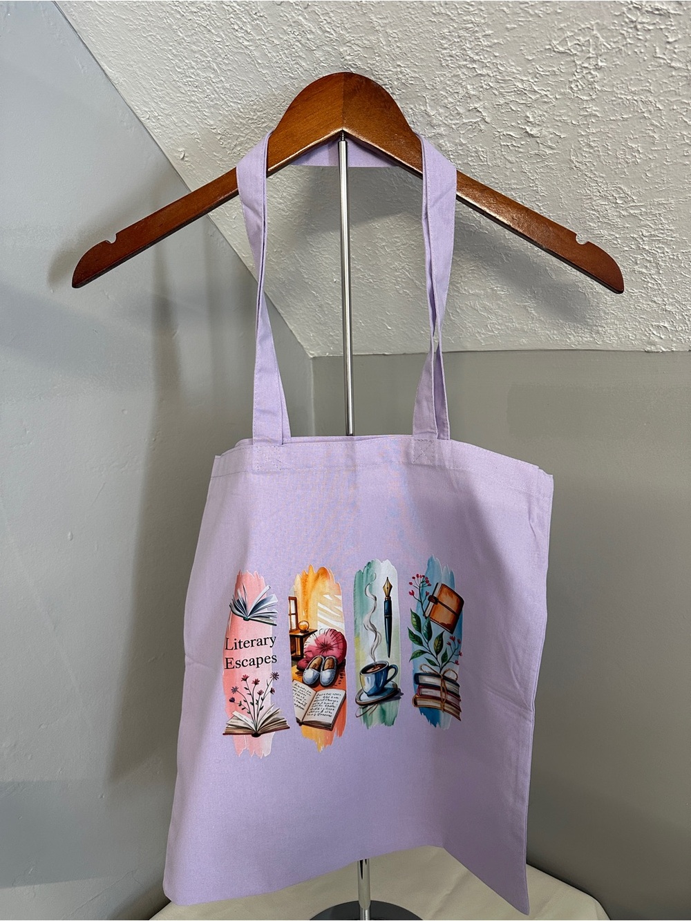 Lavender Literary Escapes Canvas Tote Bag
